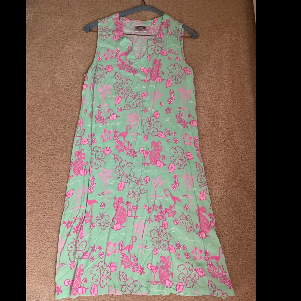 Cute Lime Green/Pink Coverup/Dress Sz. M